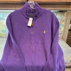 Brand new with tags purple Ralph Lauren quarter zip- size Large
